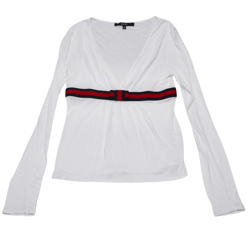 Gucci Ribbon Motif Modal Long Sleeve Top XS