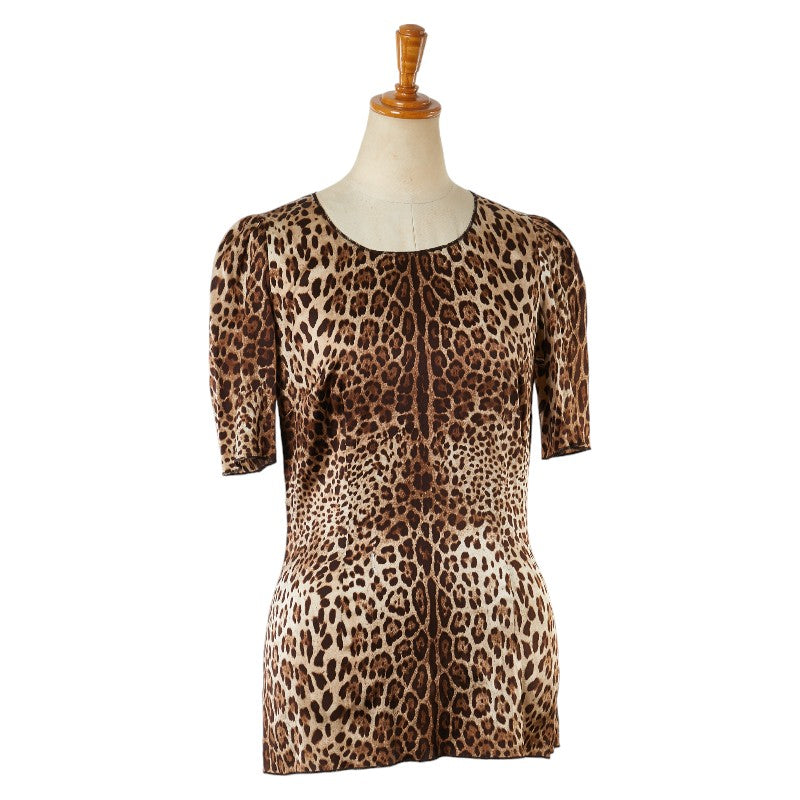 Dolce & Gabbana Leopard Silk T-Shirt Beige Brown