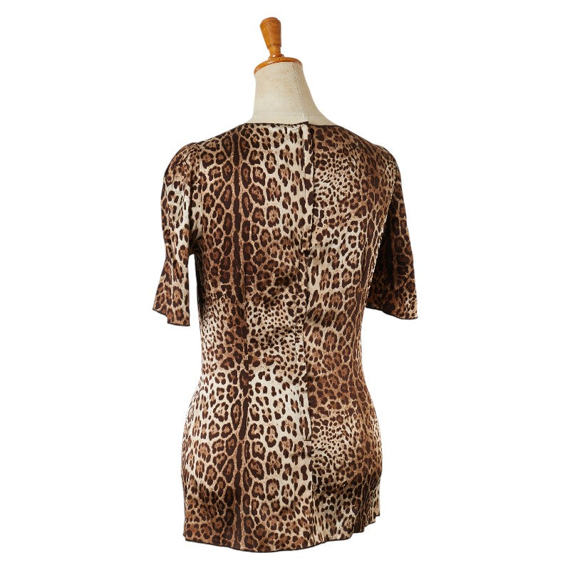 Dolce & Gabbana Leopard Silk T-Shirt Beige Brown