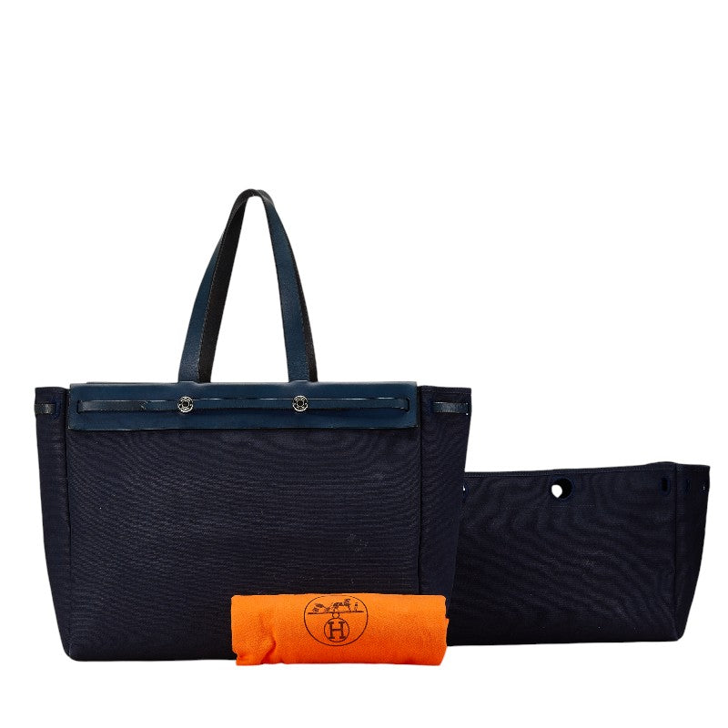 Hermes Canvas Leather Cabas GM Tote Bag