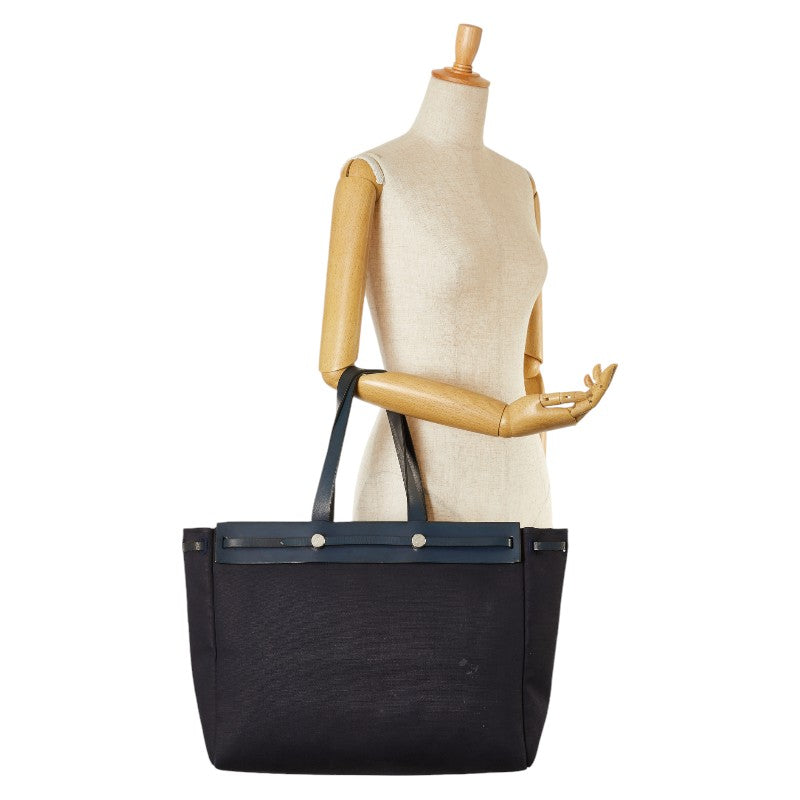 Hermes Canvas Leather Cabas GM Tote Bag