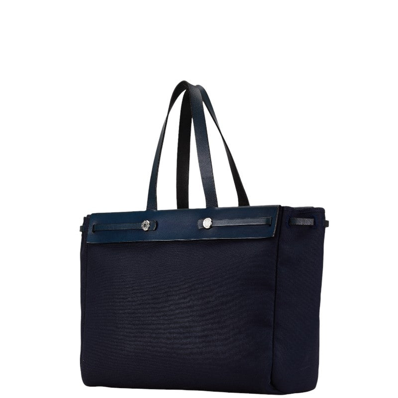 Hermes Canvas Leather Cabas GM Tote Bag