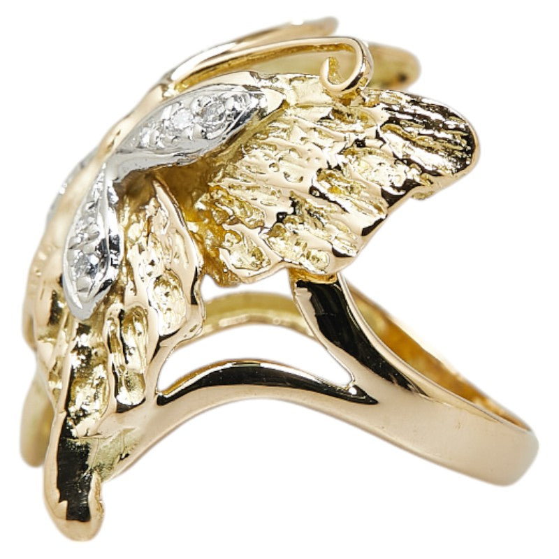 K18YG Gold Pt900 Platinum Diamond Butterfly Ring