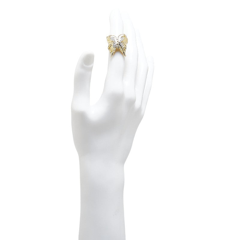 K18YG Gold Pt900 Platinum Diamond Butterfly Ring