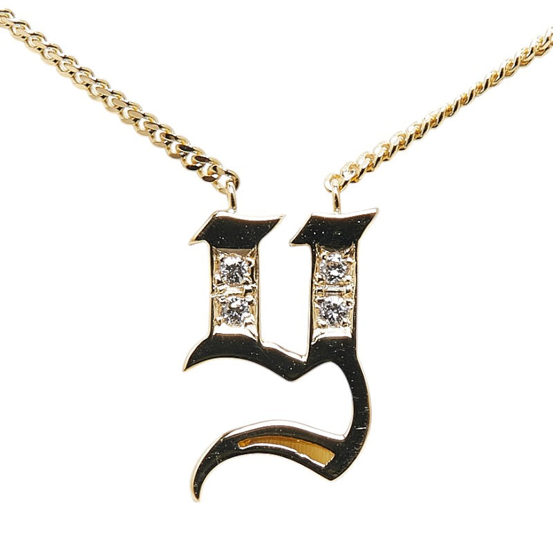 K18YG Yellow Gold Diamond Initial Y Pendant Necklace