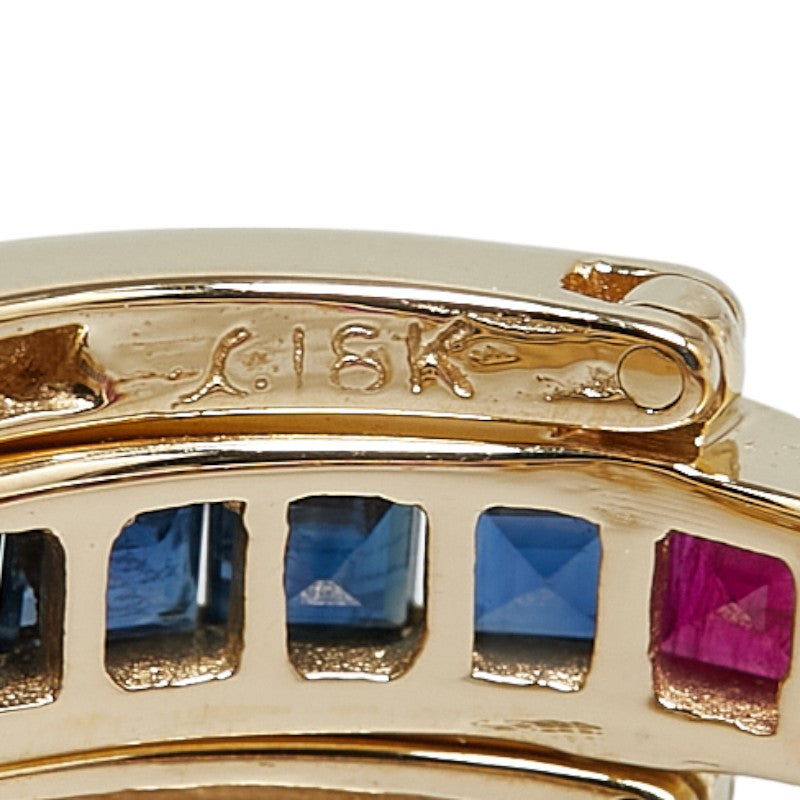 K18YG Yellow Gold Diamond Ruby Sapphire Ring