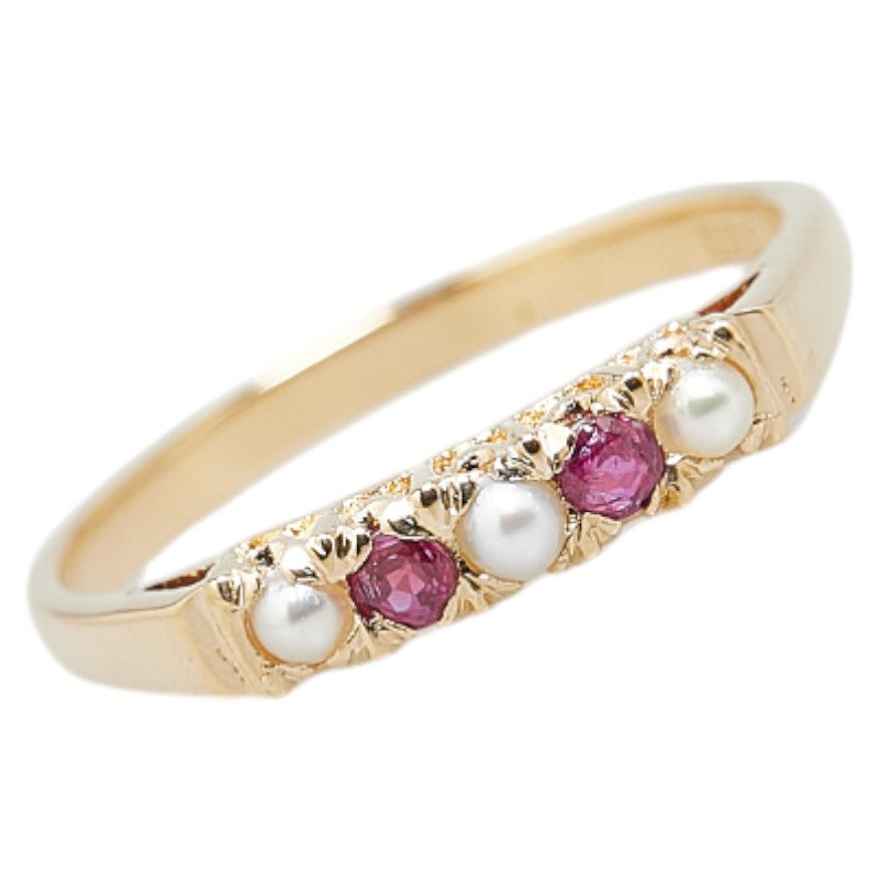 K18YG Yellow Gold Ruby Pearl Ring