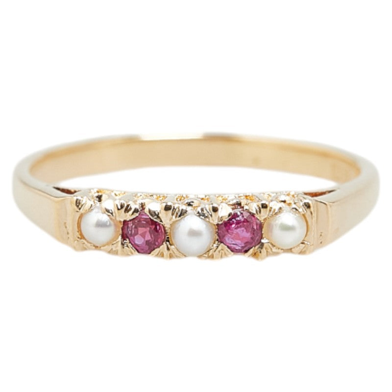 K18YG Yellow Gold Ruby Pearl Ring