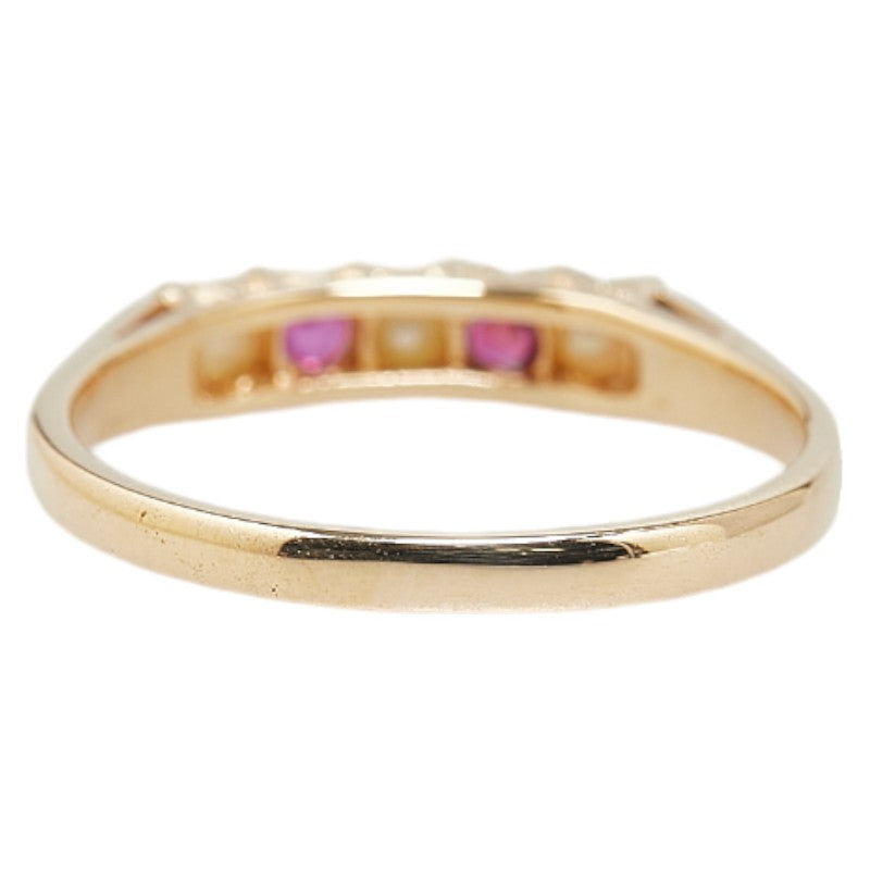 K18YG Yellow Gold Ruby Pearl Ring