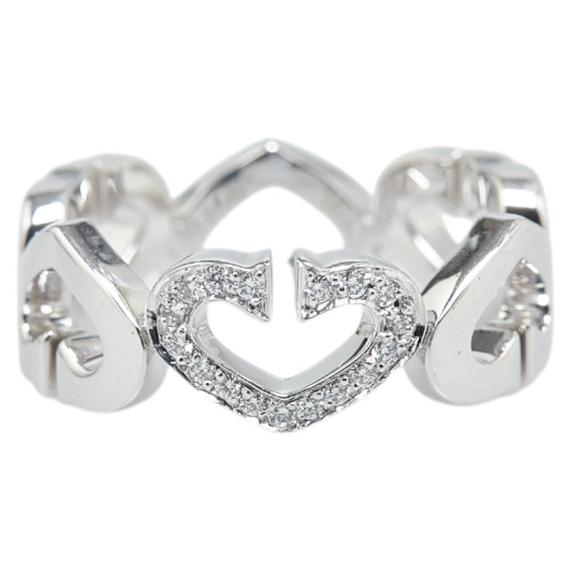 K18WG White Gold Diamond Heart Ring