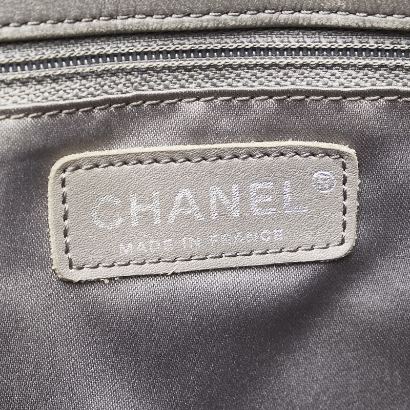 Chanel Matelasse Chain Tote Bag Gray Vinyl Tweed