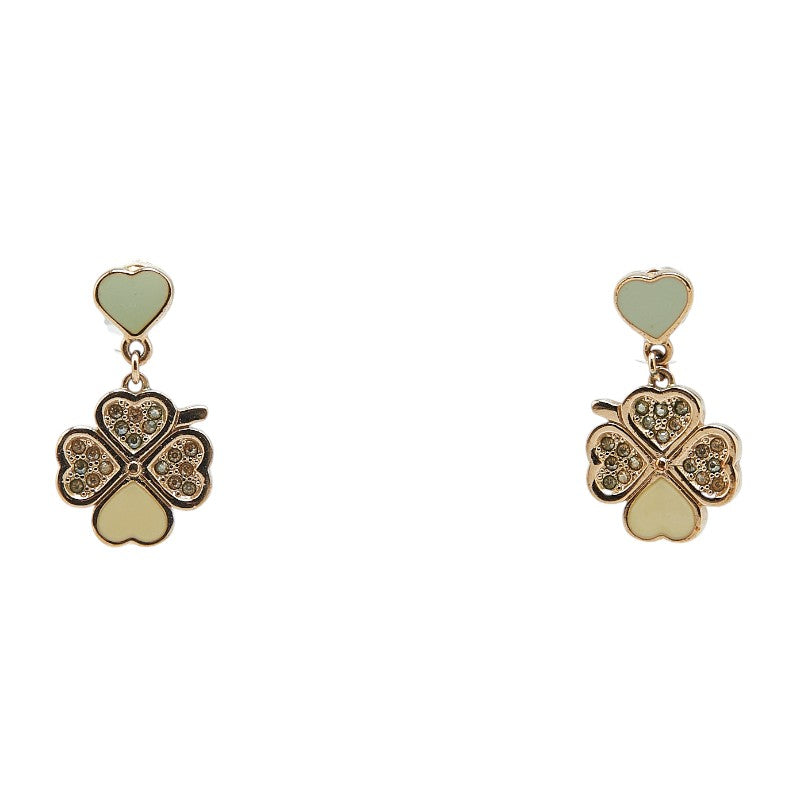 Dior Clover Heart Rhinestone Earrings