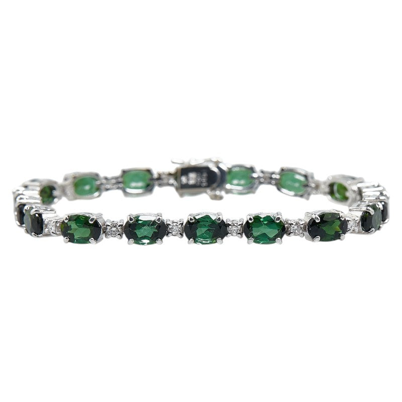 K18WG White Gold Tourmaline Diamond Tennis Bracelet