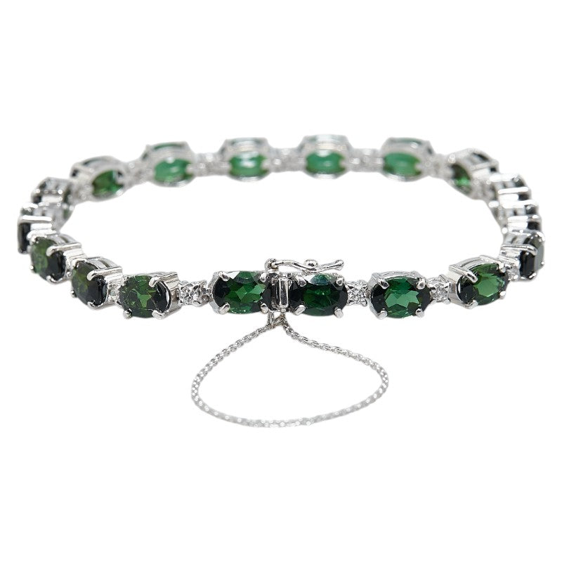 K18WG White Gold Tourmaline Diamond Tennis Bracelet