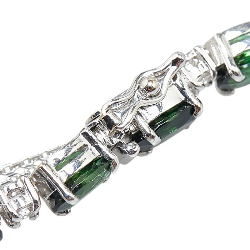 K18WG White Gold Tourmaline Diamond Tennis Bracelet