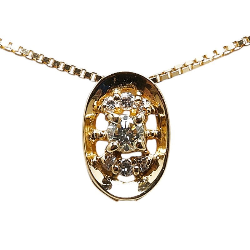 UNOAERRE K18YG Diamond Pendant Necklace