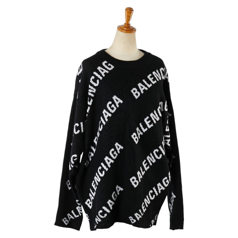 Balenciaga Logo Sweater Cotton S Black White