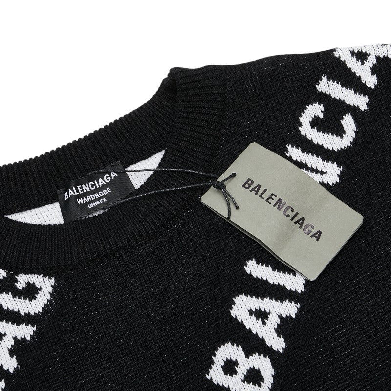 Balenciaga Logo Sweater Cotton S Black White