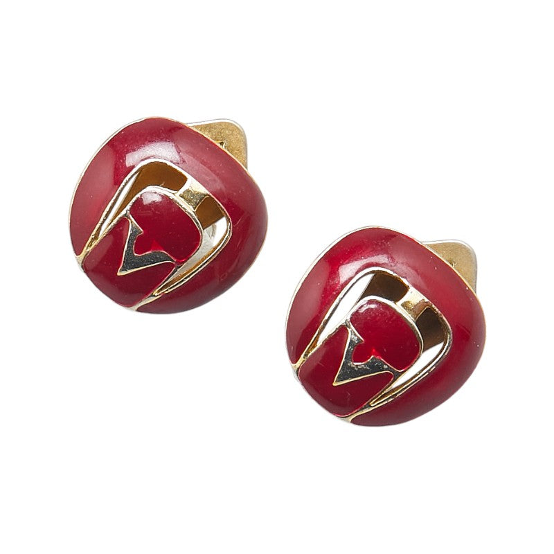 Valentino Gold Red Earrings Plastic