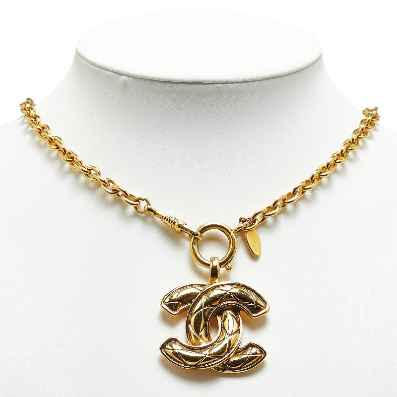 Chanel Matelasse Coco Mark Necklace Gold