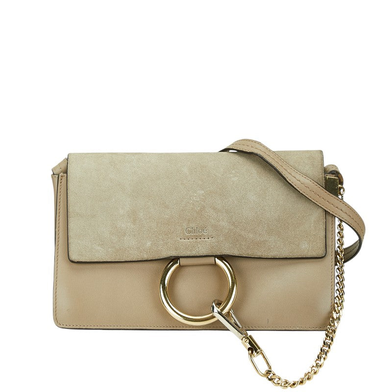 Chloe Faye Beige Leather Shoulder Bag