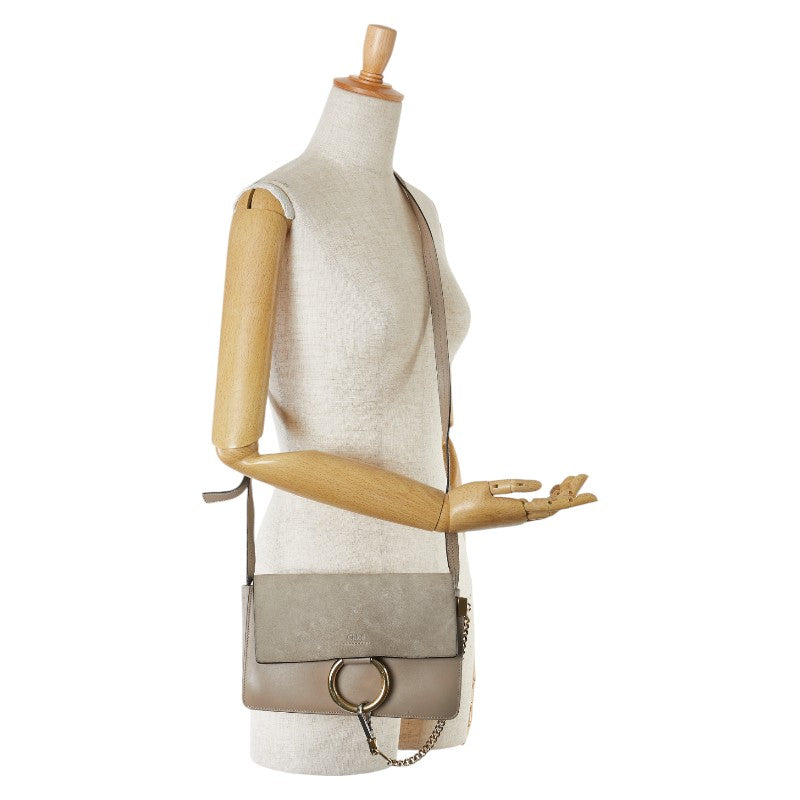 Chloe Faye Beige Leather Shoulder Bag