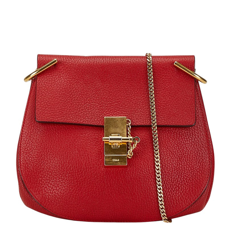 Chloe Drew Leather Chain Shoulder Bag Red