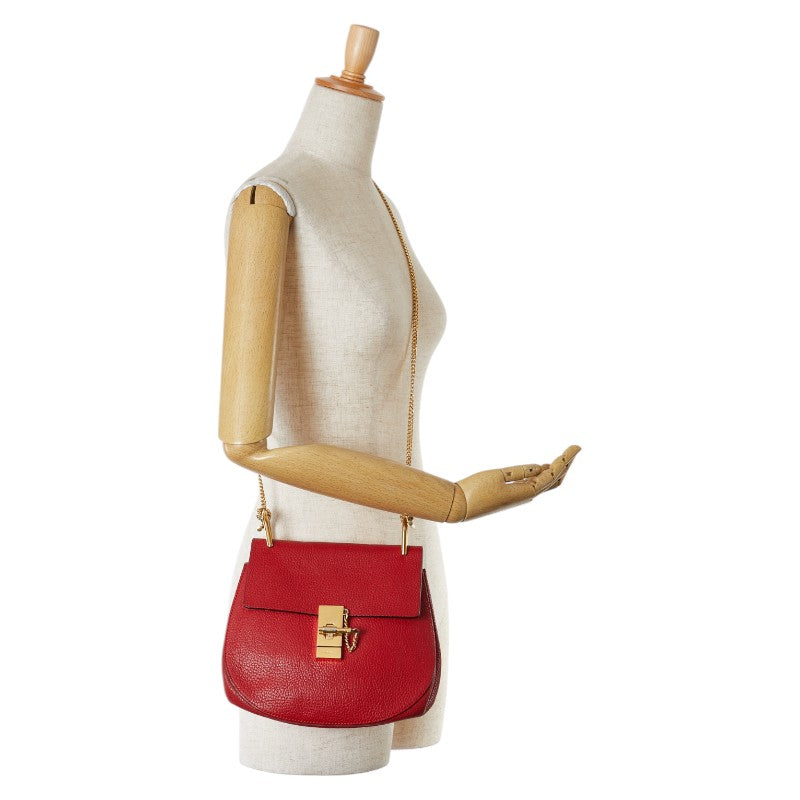 Chloe Drew Leather Chain Shoulder Bag Red