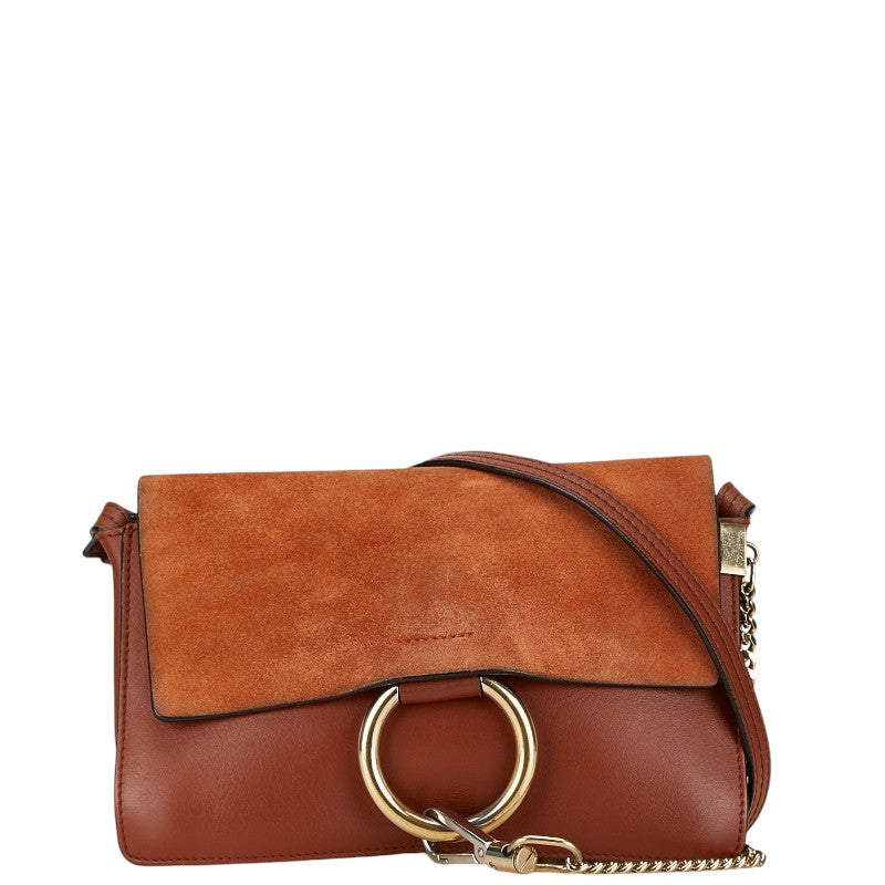 Chloe Leather Suede Shoulder Bag Brown