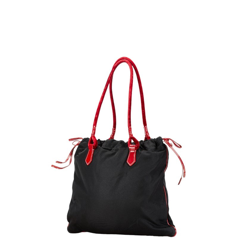 Prada Nylon Leather Logo Tote Shoulder Bag