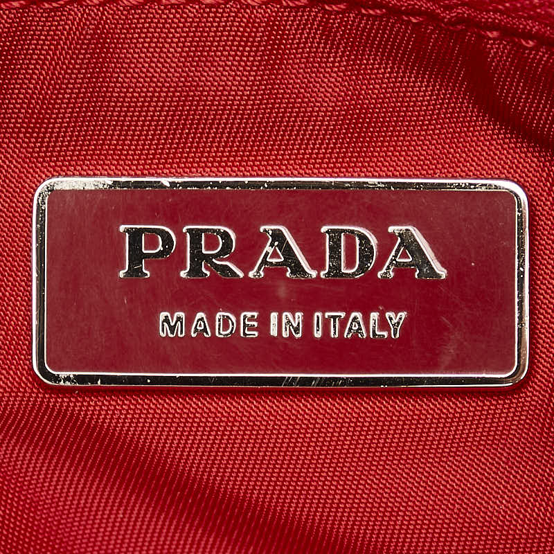 Prada Nylon Leather Logo Tote Shoulder Bag