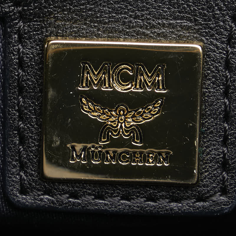 MCM Leather Visetos Logo Studded Backpack