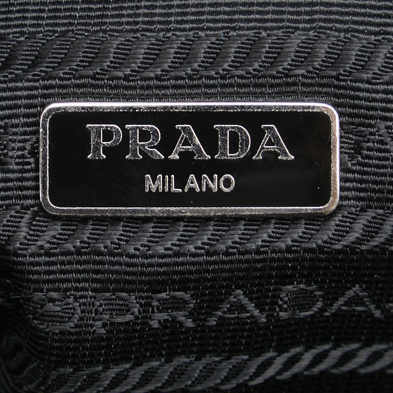 Prada Nylon Leather Logo Pouch Clutch