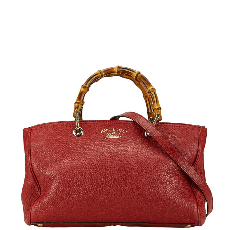 Gucci Bamboo Leather Handbag 2WAY Red