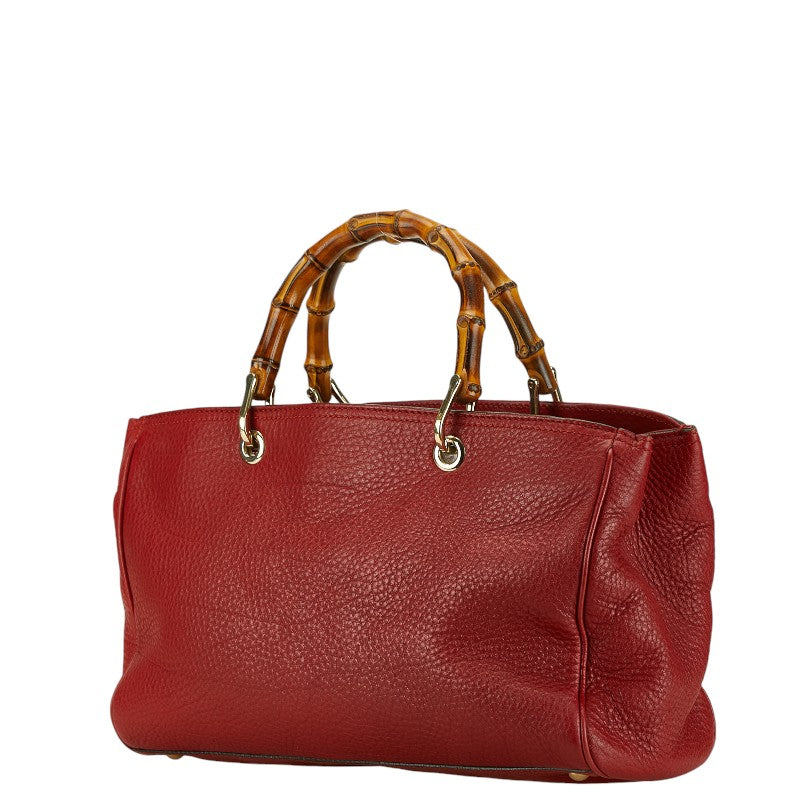 Gucci Bamboo Leather Handbag 2WAY Red