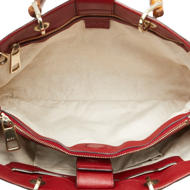 Gucci Bamboo Leather Handbag 2WAY Red