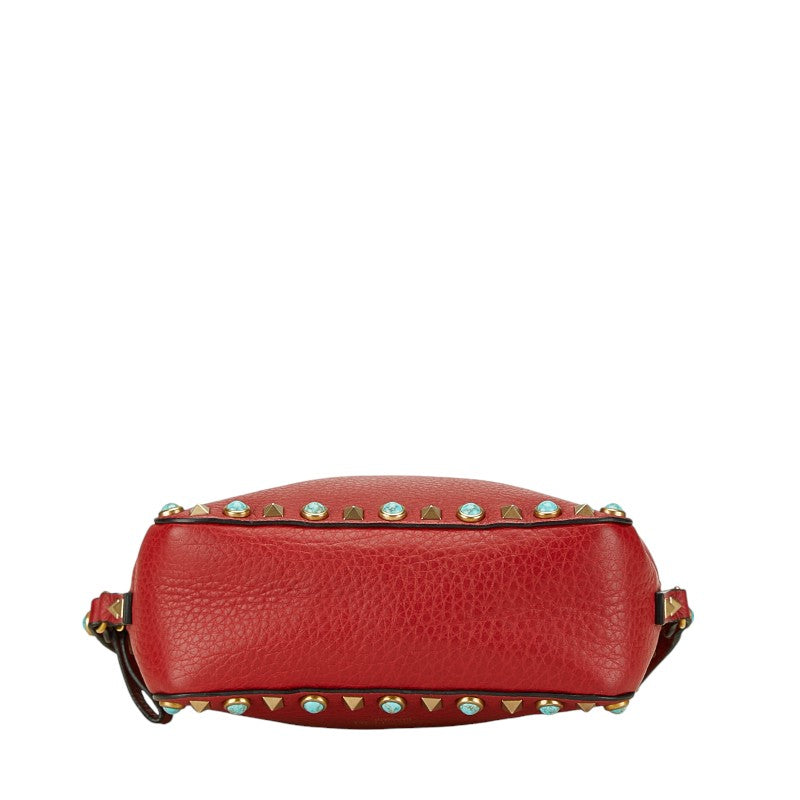 Valentino Leather Studded Shoulder Bag Red