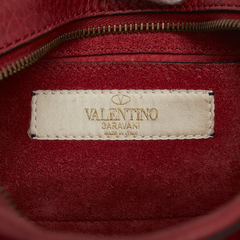 Valentino Leather Studded Shoulder Bag Red