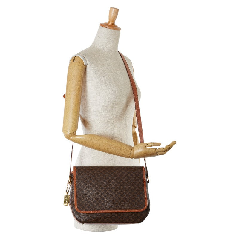 Celine Macadam Leather Shoulder Bag Brown