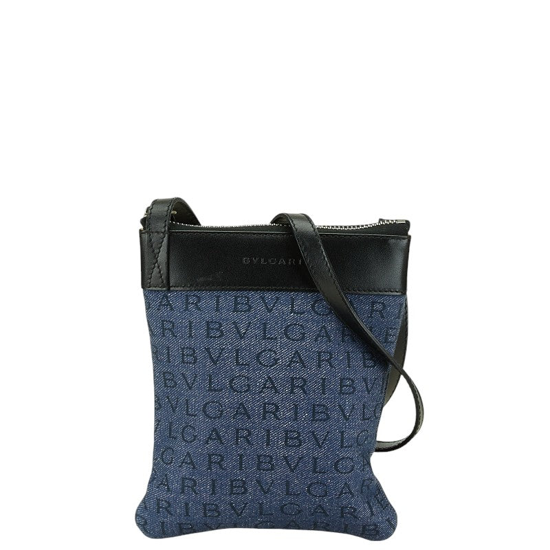 Bvlgari Denim Leather Logo Mania Shoulder Bag