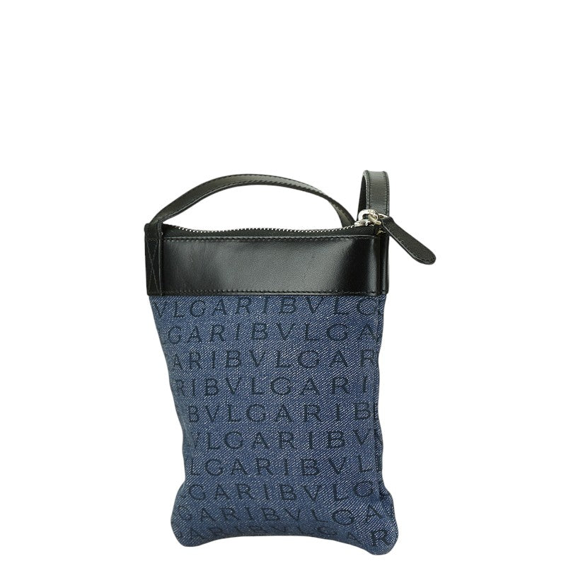 Bvlgari Denim Leather Logo Mania Shoulder Bag