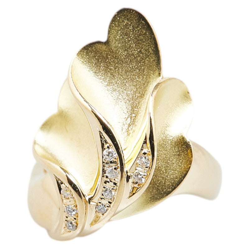 K18YG Yellow Gold Diamond 0.06ct Plant Motif Ring