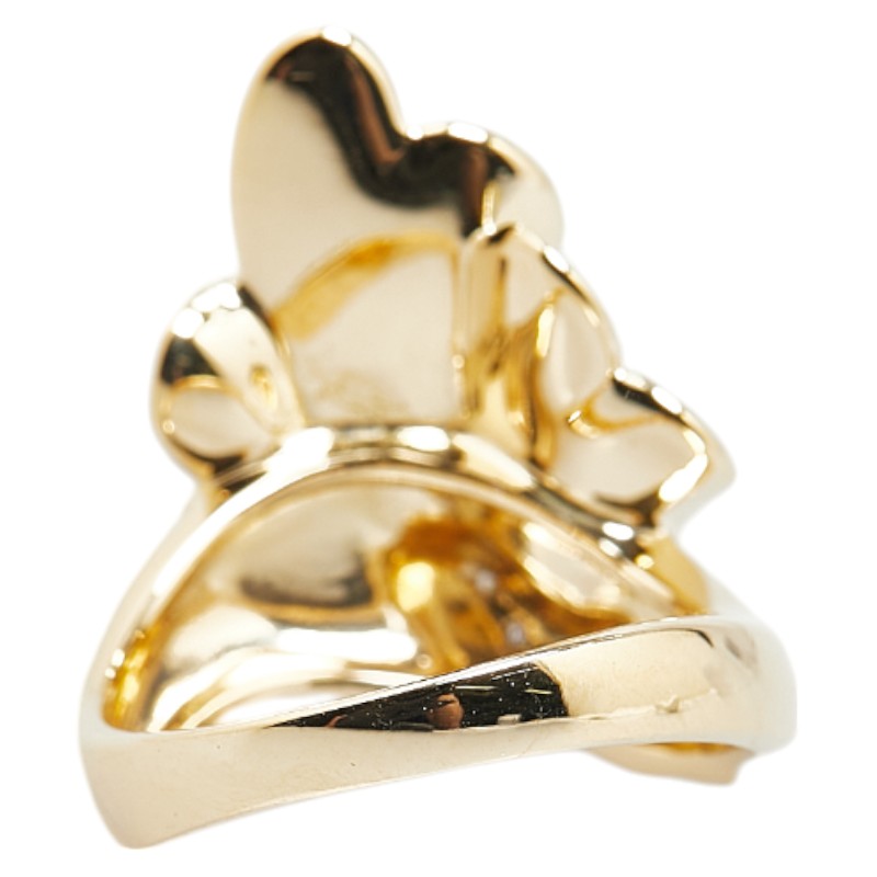 K18YG Yellow Gold Diamond 0.06ct Plant Motif Ring