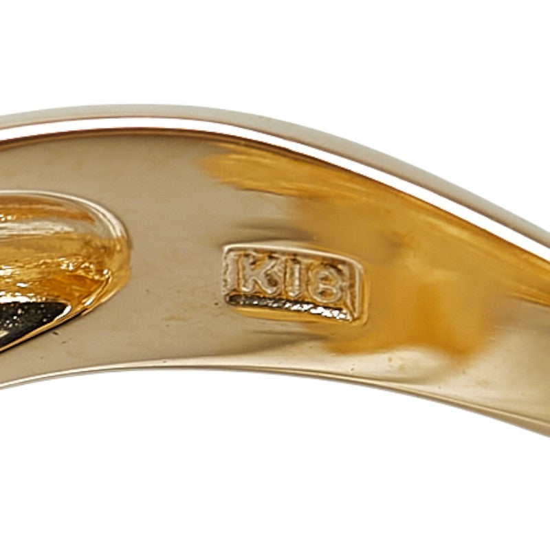 K18YG Yellow Gold Diamond 0.06ct Plant Motif Ring