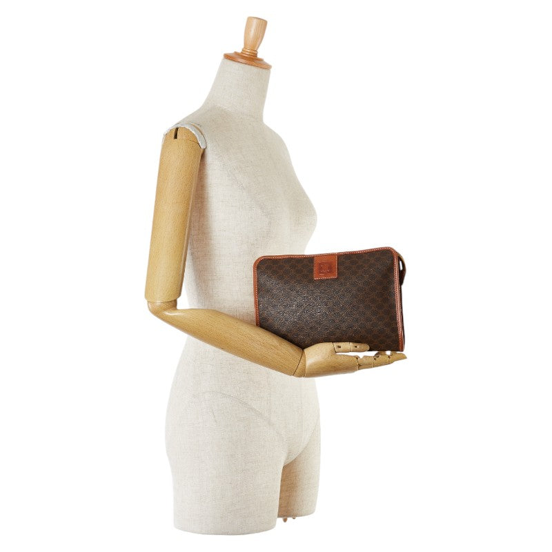 Celine Macadam Brown PVC Leather Pouch