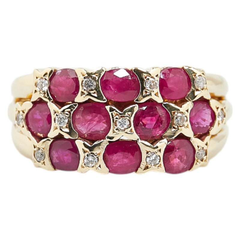 K18YG Yellow Gold Ruby 2.28ct Diamond 0.08ct Ring