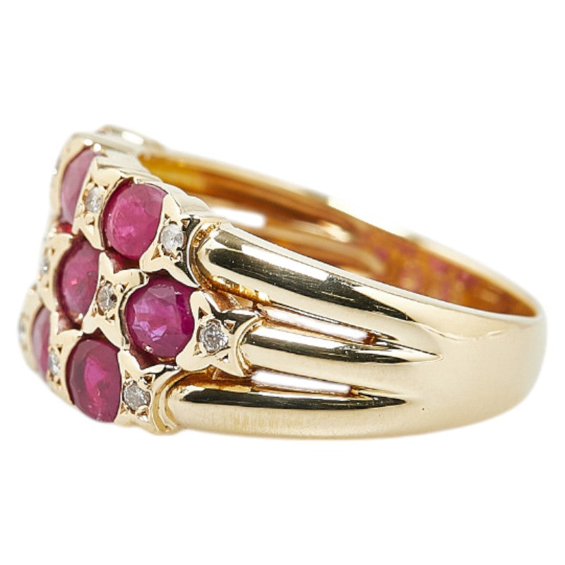 K18YG Yellow Gold Ruby 2.28ct Diamond 0.08ct Ring