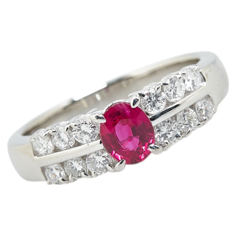 Pt900 Platinum Ruby 0.67ct Diamond 0.59ct Ring