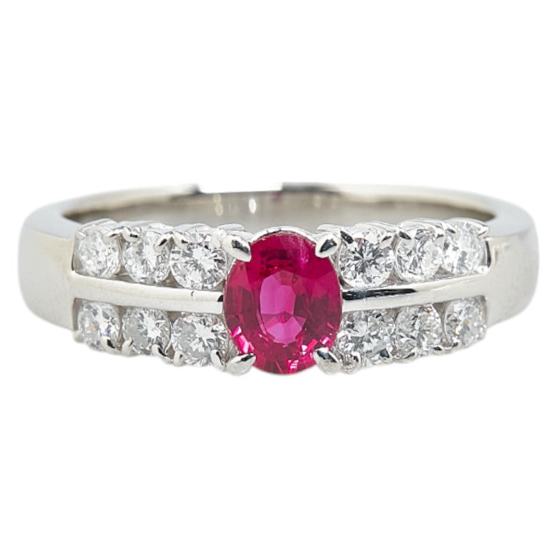 Pt900 Platinum Ruby 0.67ct Diamond 0.59ct Ring