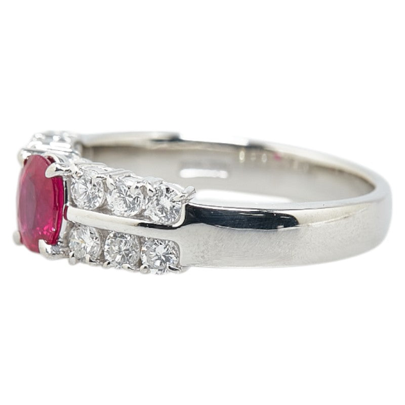 Pt900 Platinum Ruby 0.67ct Diamond 0.59ct Ring